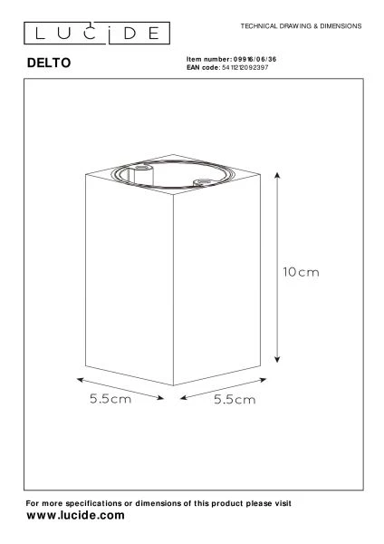 Lucide DELTO - Deckenstrahler - LED Dim to warm - GU10 - 1x5W 2200K/3000K - Grau - TECHNISCH